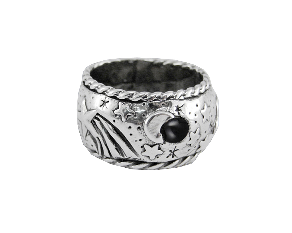 Sterling Silver Memories of a Starry Night Ring With Black Onyx Size 8